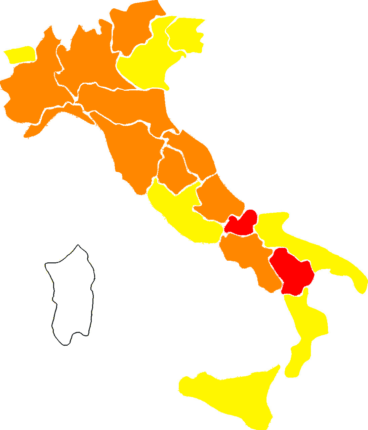 Mappa colori italia dal 1 marzo 2021