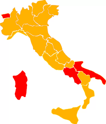 La nuova mappa delle regioni italiane: in zona rossa Valle d'Aosta, Sardegna, Campania, Puglia